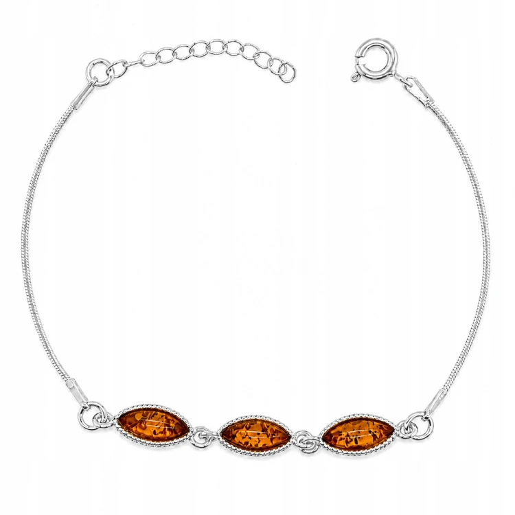 Elegantes Armband aus 925er Silber mit Bernstein