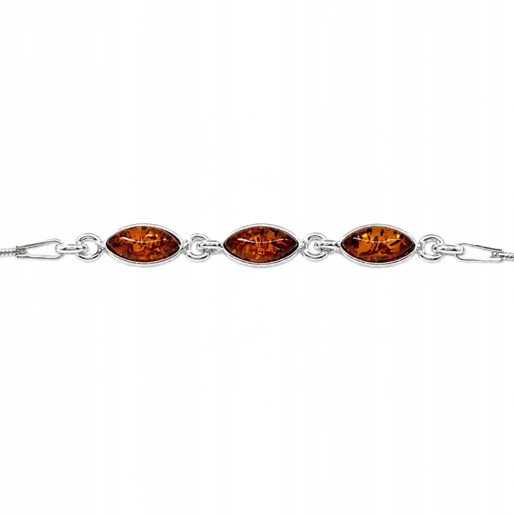 Zartes Silberarmband mit Bernstein-Detail