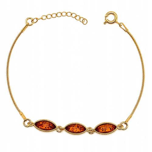 Elegantes Armband aus Silber mit Cognac-Bernstein