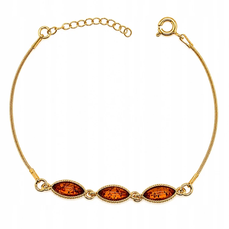 Elegantes Armband aus Silber mit Cognac-Bernstein
