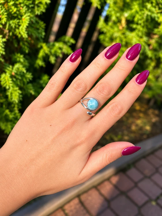 Larimar Edelsteinring verstellbar Ansicht