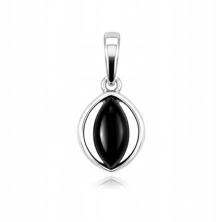 Anhänger mit natürlichem schwarzem Onyx aus Silber