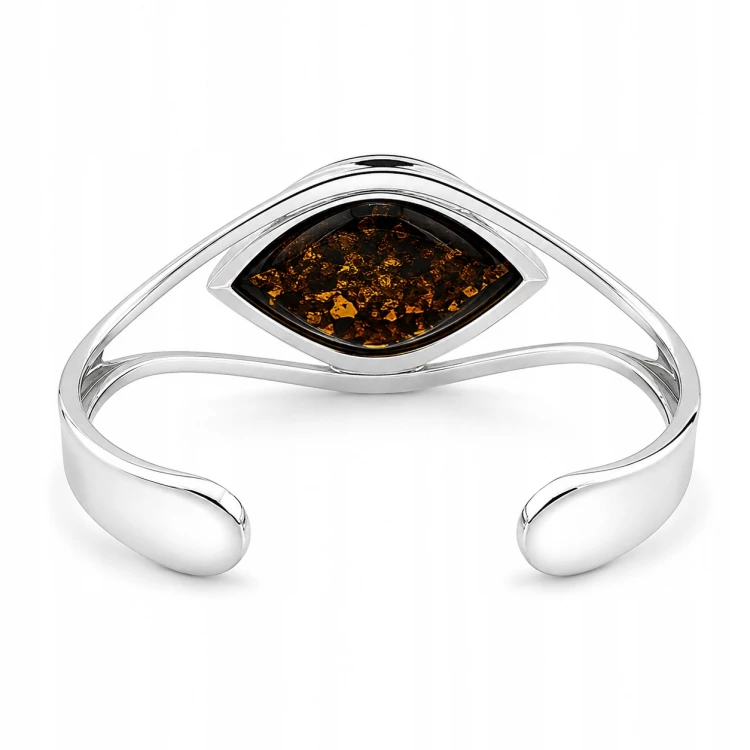 Silbernes Armband mit naturgrünem Bernstein