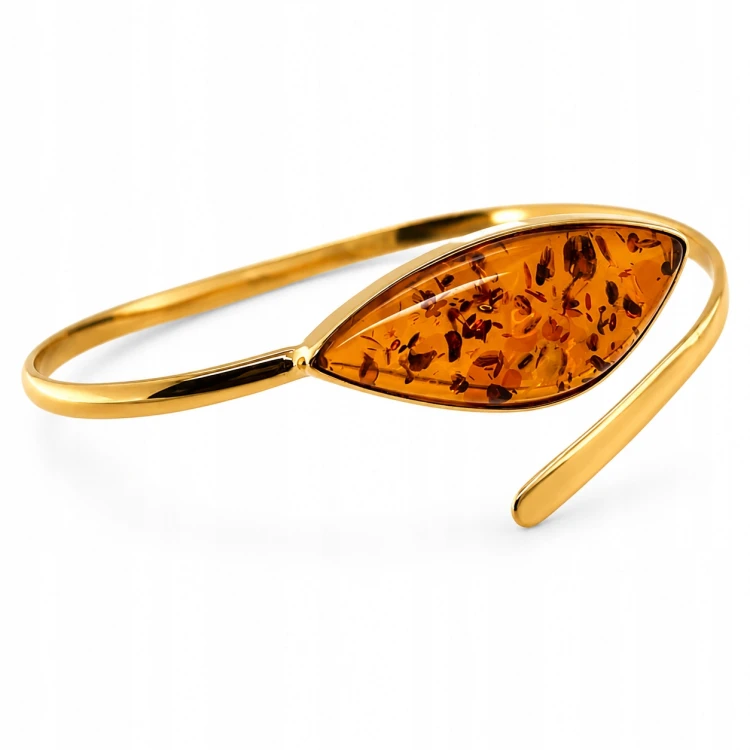 Handgefertigtes Armband mit Cognac-Bernstein