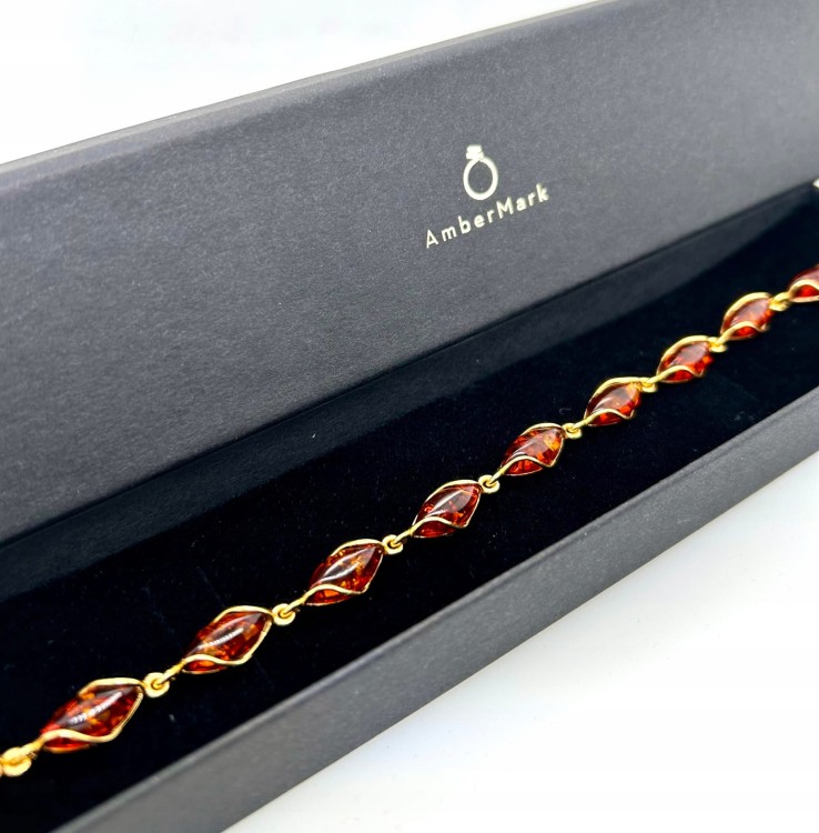 silbernes vergoldetes armband markiza mit bernstein