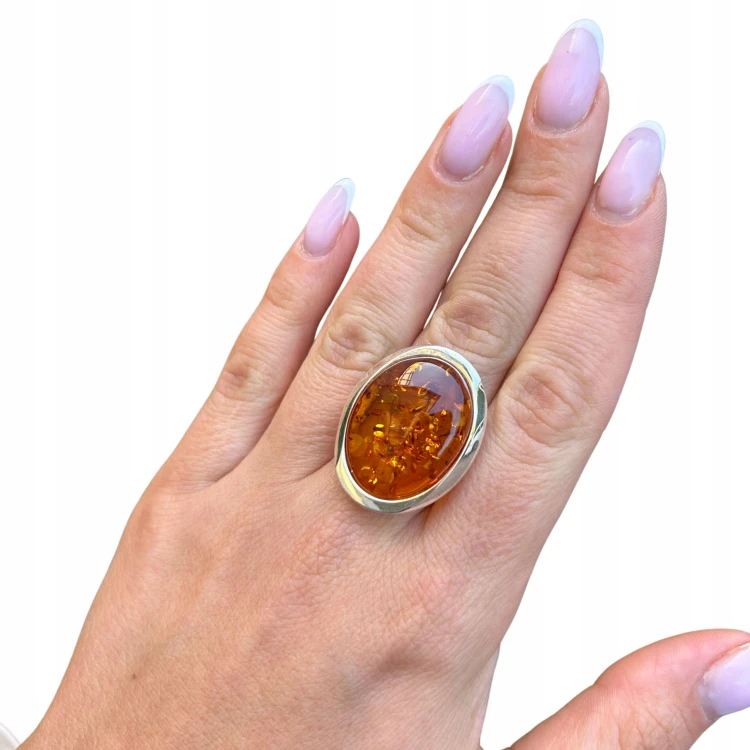 Handgefertigter Bernsteinschmuck Silberring