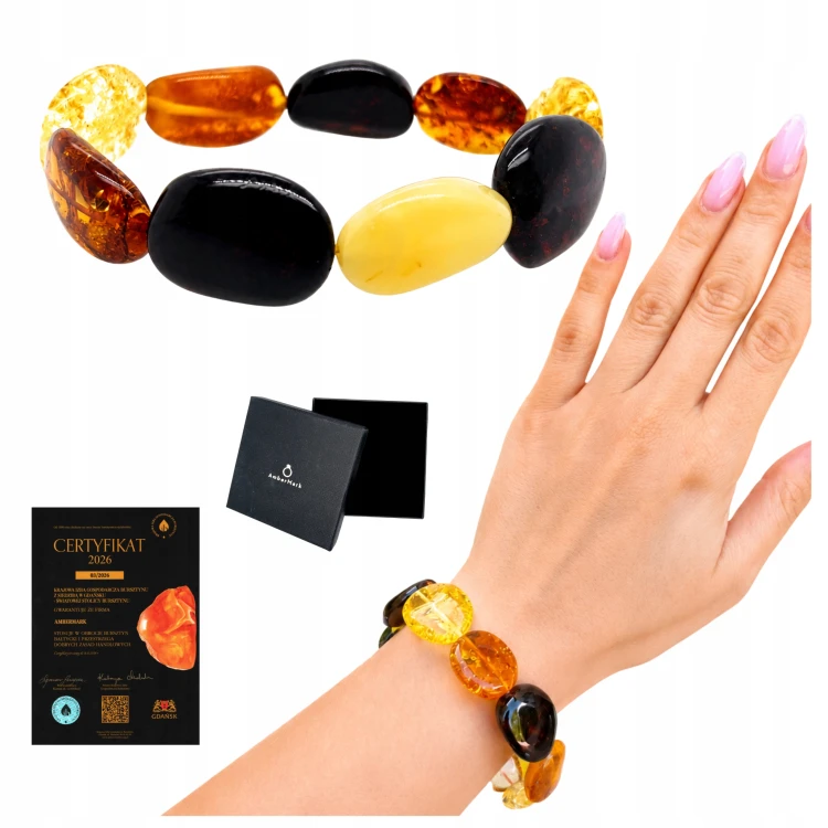 Elastisches Bernsteinarmband Nahaufnahme