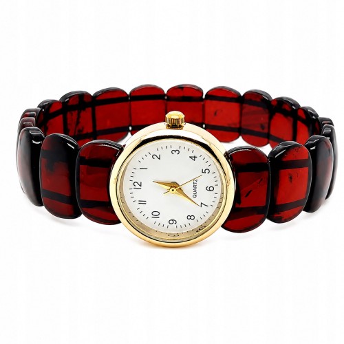 Armbanduhr aus kirschfarbenem Naturbernstein