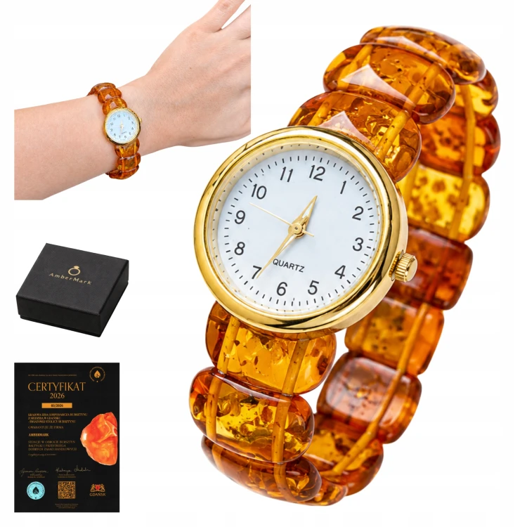 Handgefertigte Bernsteinuhr