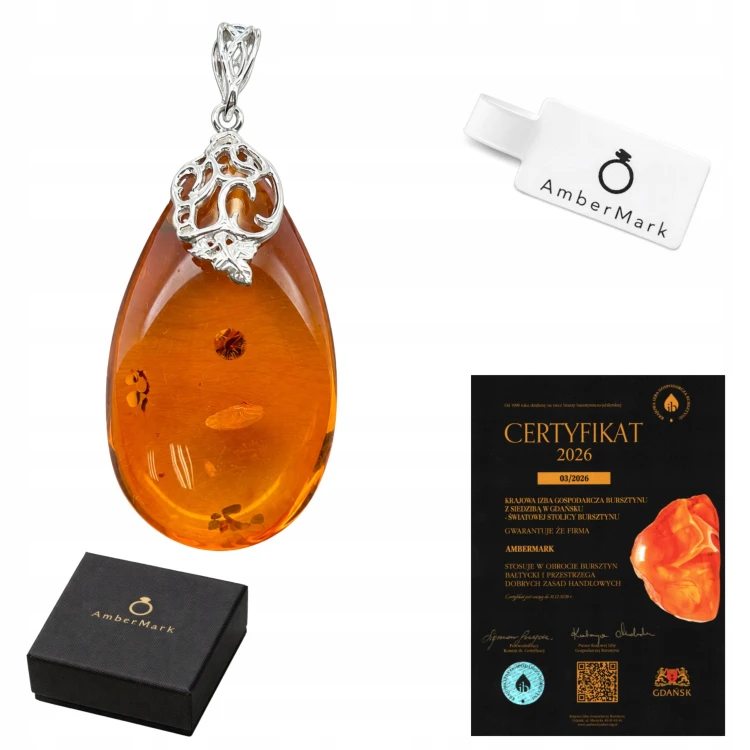 Cognacfarbener Bernsteinschmuck Anhänger
