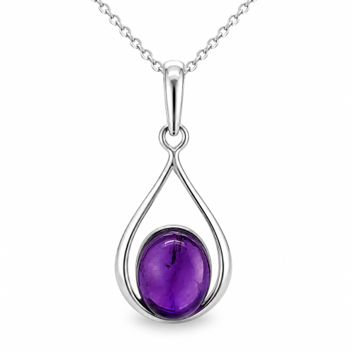 Echter Amethyst-Stein in Silberfassung