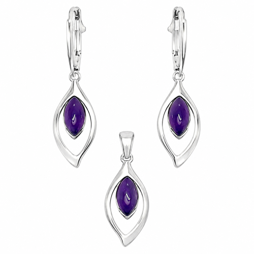 Hochwertiges 925er Silberschmuck Set mit Amethyst