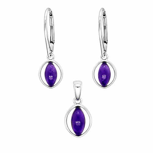 Set aus Amethyst Anhänger und Ohrringen für Damen
