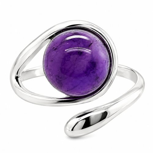 Silberner Amethyst Ring modernes Design