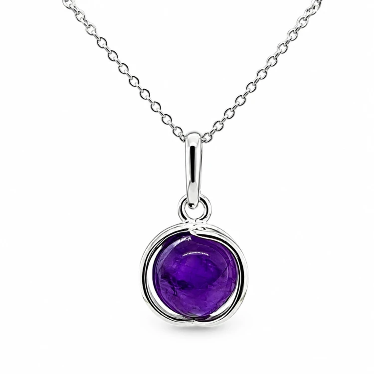 silberanhänger mit amethyst seitenansicht