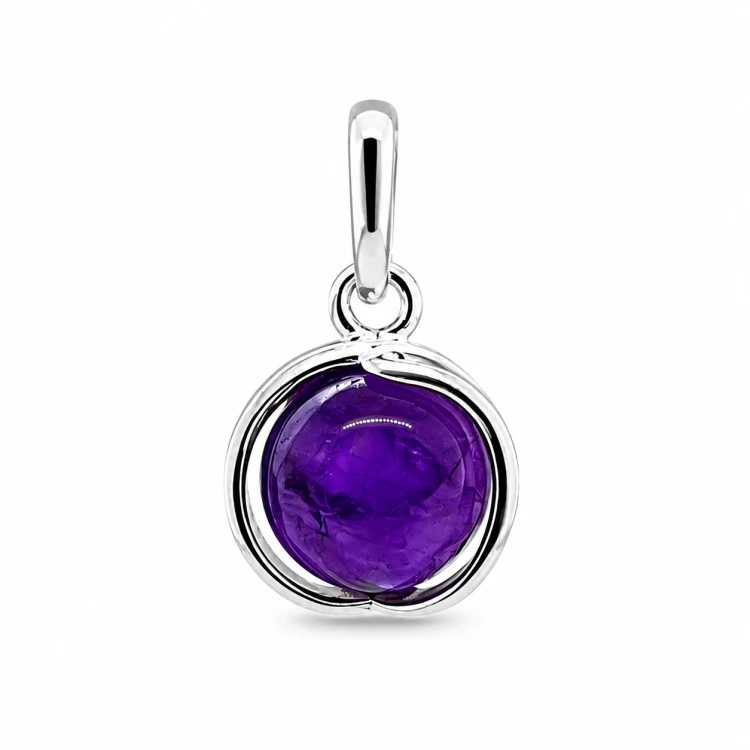 violetter edelstein anhänger silber 925
