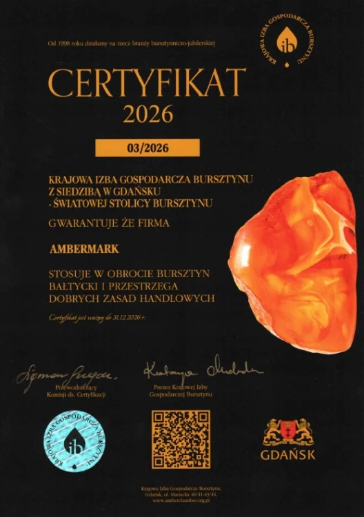 Bernstein Echtheitszertifikat und Verpackung