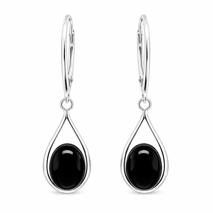 detailansicht onyx silberohrring