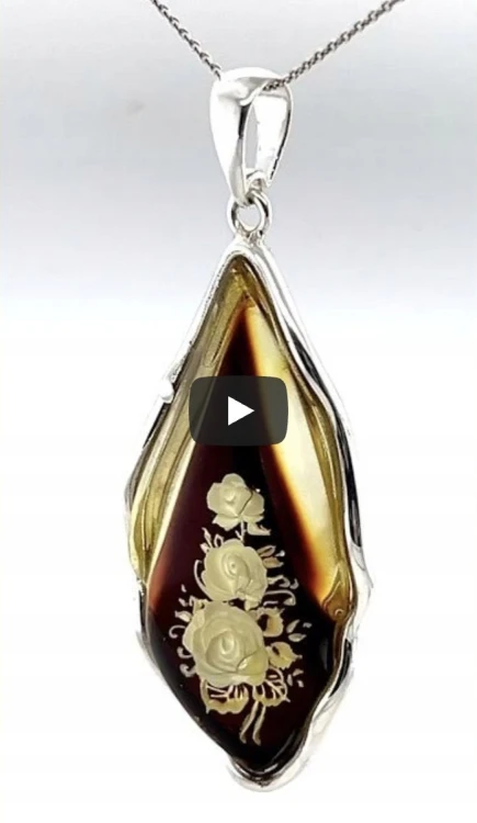 Eleganter Silberschmuck mit baltischem Bernstein Rose