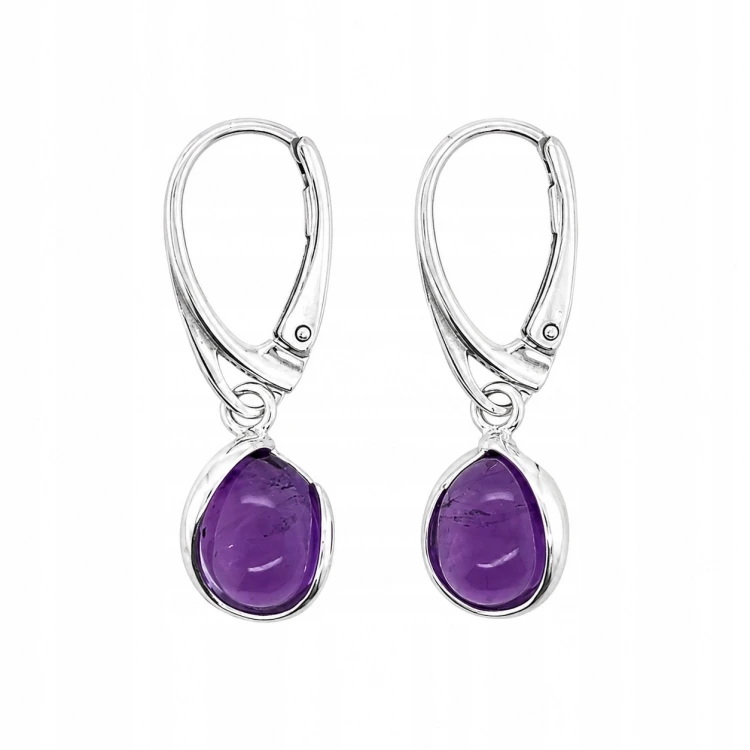 Silberohrringe mit natürlichem Amethyst Detailansicht