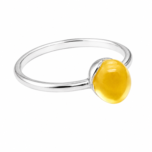 ansicht silberring mit milchigem bernstein