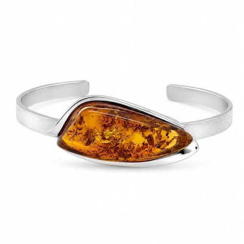 Silberarmband mit baltischem Bernstein cognac