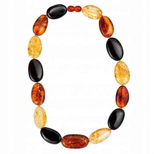 Handgefertigte Halskette Collier bunte Perlen Bernstein