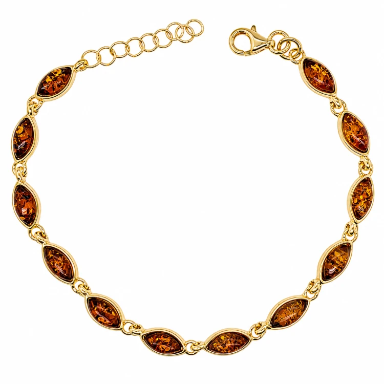 Silbernes Bernsteinfarbenes Armband
