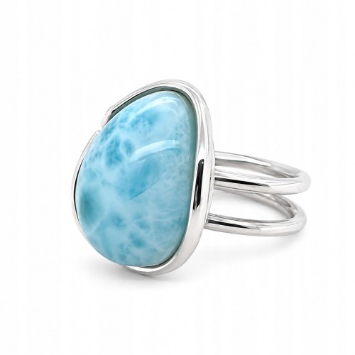 Silberner Ring mit Larimar verstellbar Naturstein