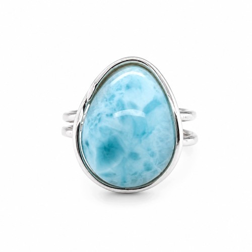 Larimar Ring aus 925er Silber handgefertigt