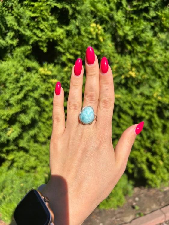 Verstellbarer Silberring mit Larimar Stein
