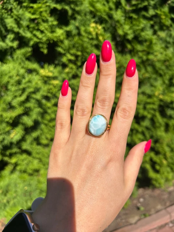 Ring mit blauem Larimar Stein handgefertigt