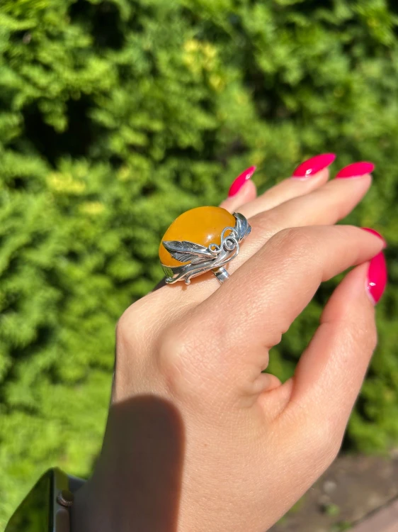 Eleganter Ring mit natürlichem Ostsee Bernstein