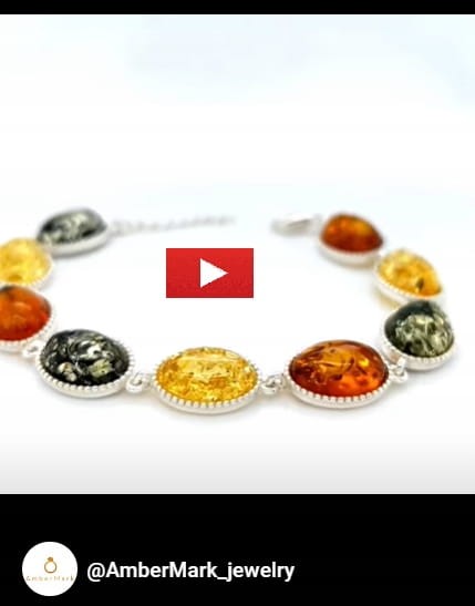silberarmband mit bernstein detail