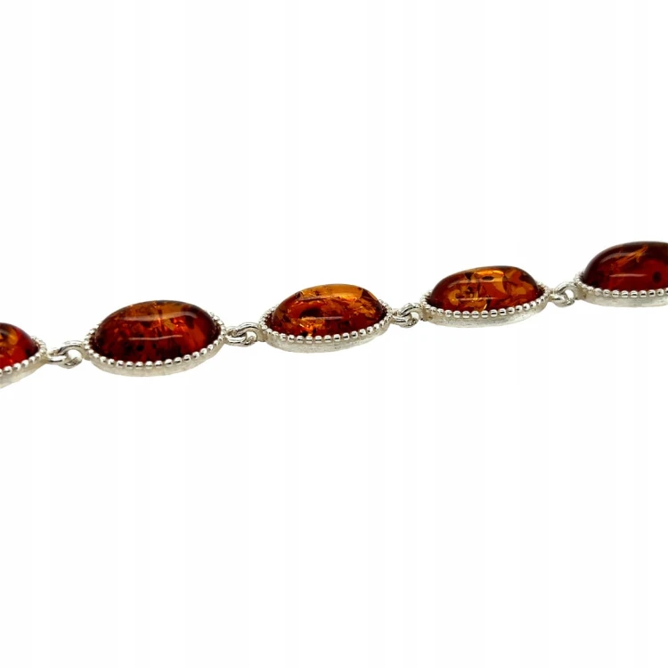 silberarmband mit bernstein oval vorderansicht