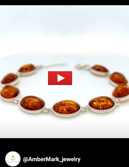 elegantes bernstein silberarmband detail