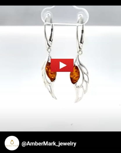 silberschmuck mit echtem bernstein flügel