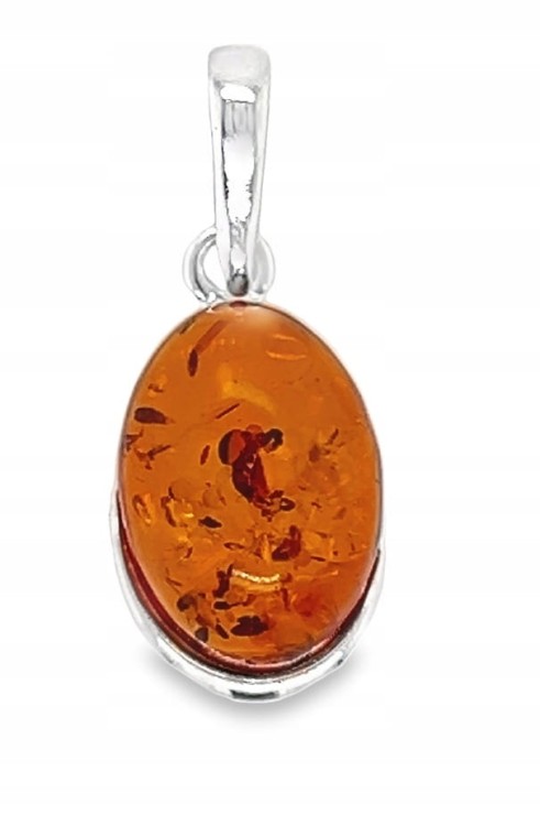 Silberanhänger mit Bernstein oval