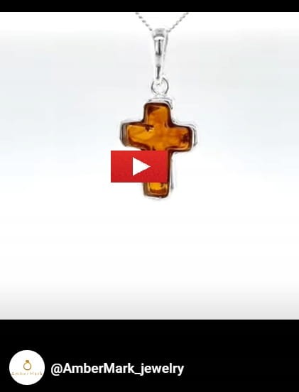Schmuckstück Kreuz aus echtem Bernstein