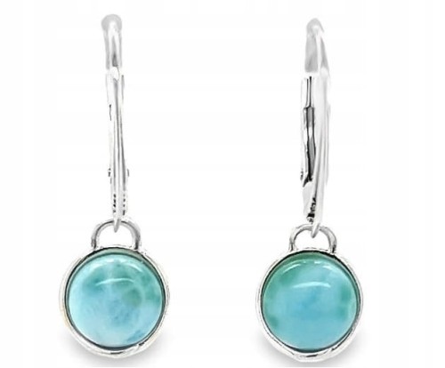 silberne ohrringe mit blauem larimar stein vorderansicht