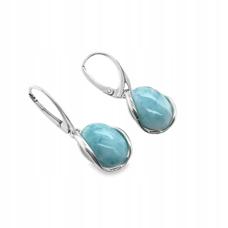 Silberohrringe mit Larimar Oval