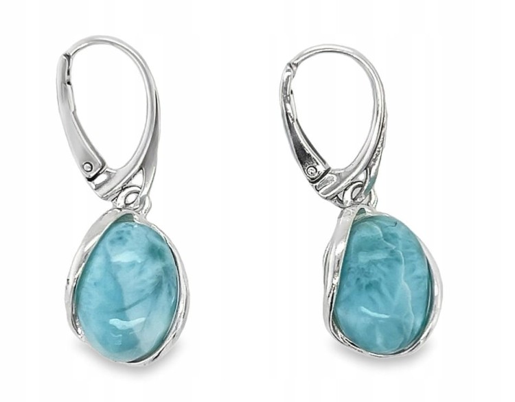 Handgefertigte Larimar Ohrringe aus Silber