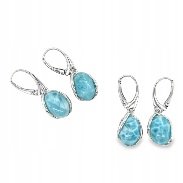 Blauer Naturstein Larimar in Silberfassung