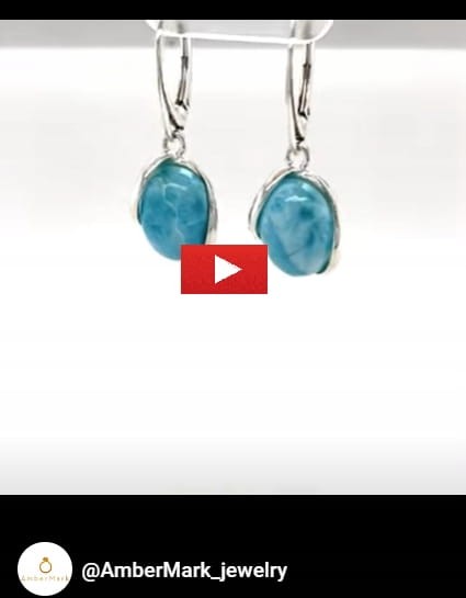 Ohrringe mit blauem Larimar Wellenmuster