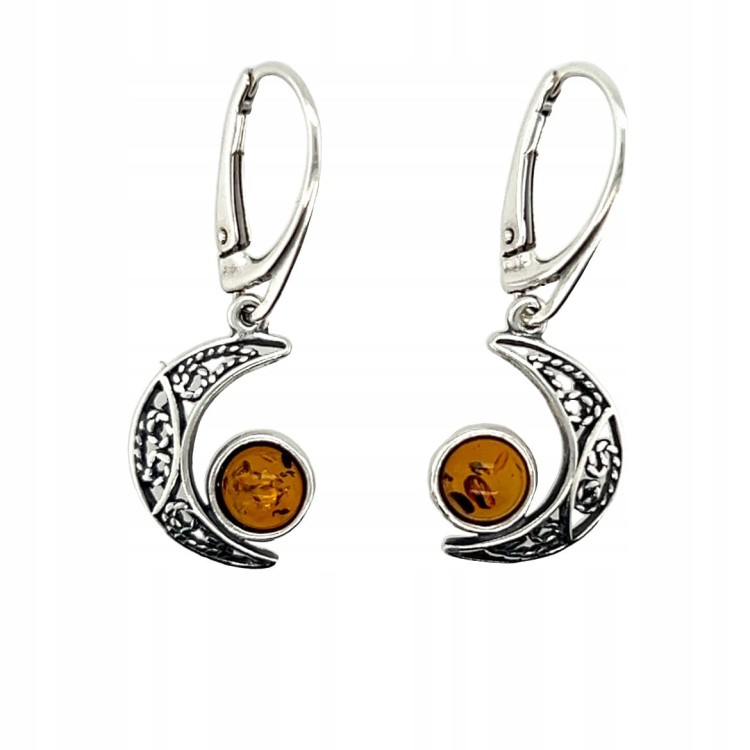 Handgefertigte Bernsteinschmuck Ohrringe Mondform