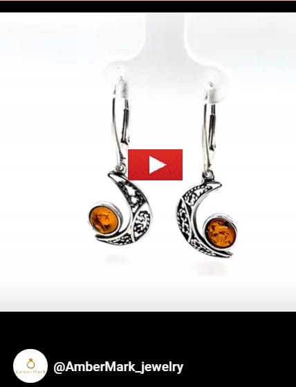 Bernsteinohrringe Silber Design Mond