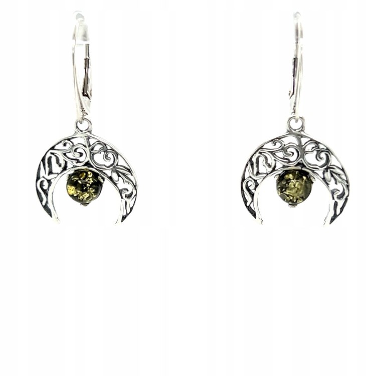 Elegante Silberohrringe mit Bernstein LUNULA