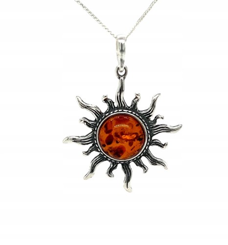 Silberanhänger mit Bernstein Sonne Design