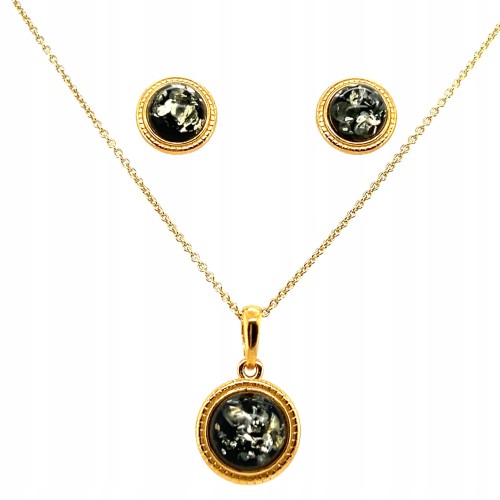 vergoldetes silber schmuckset mit bernstein oczko