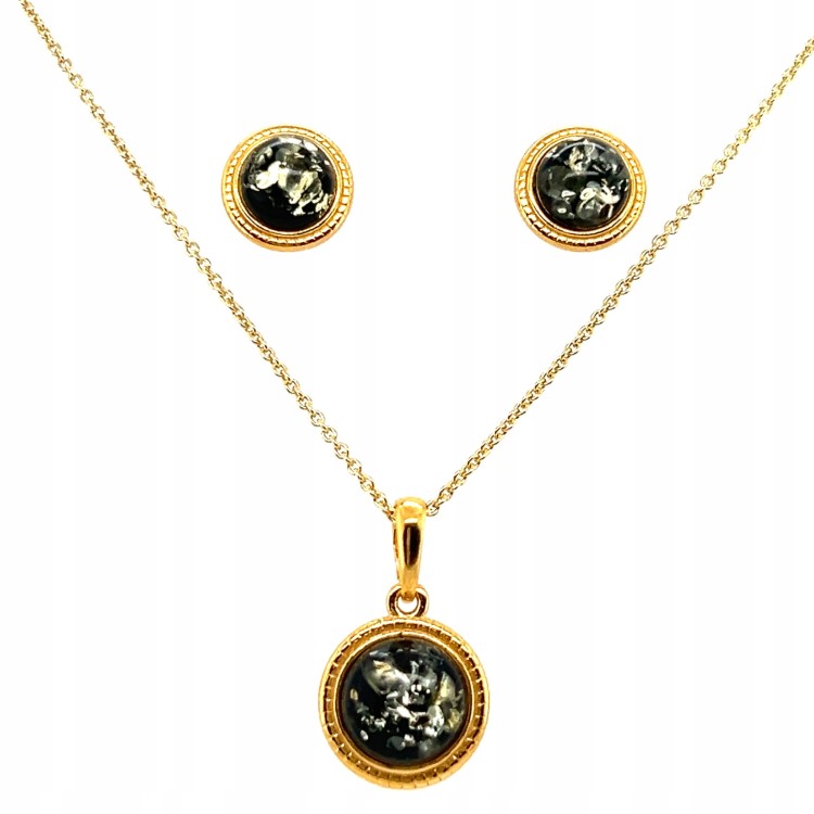 vergoldetes silber schmuckset mit bernstein oczko